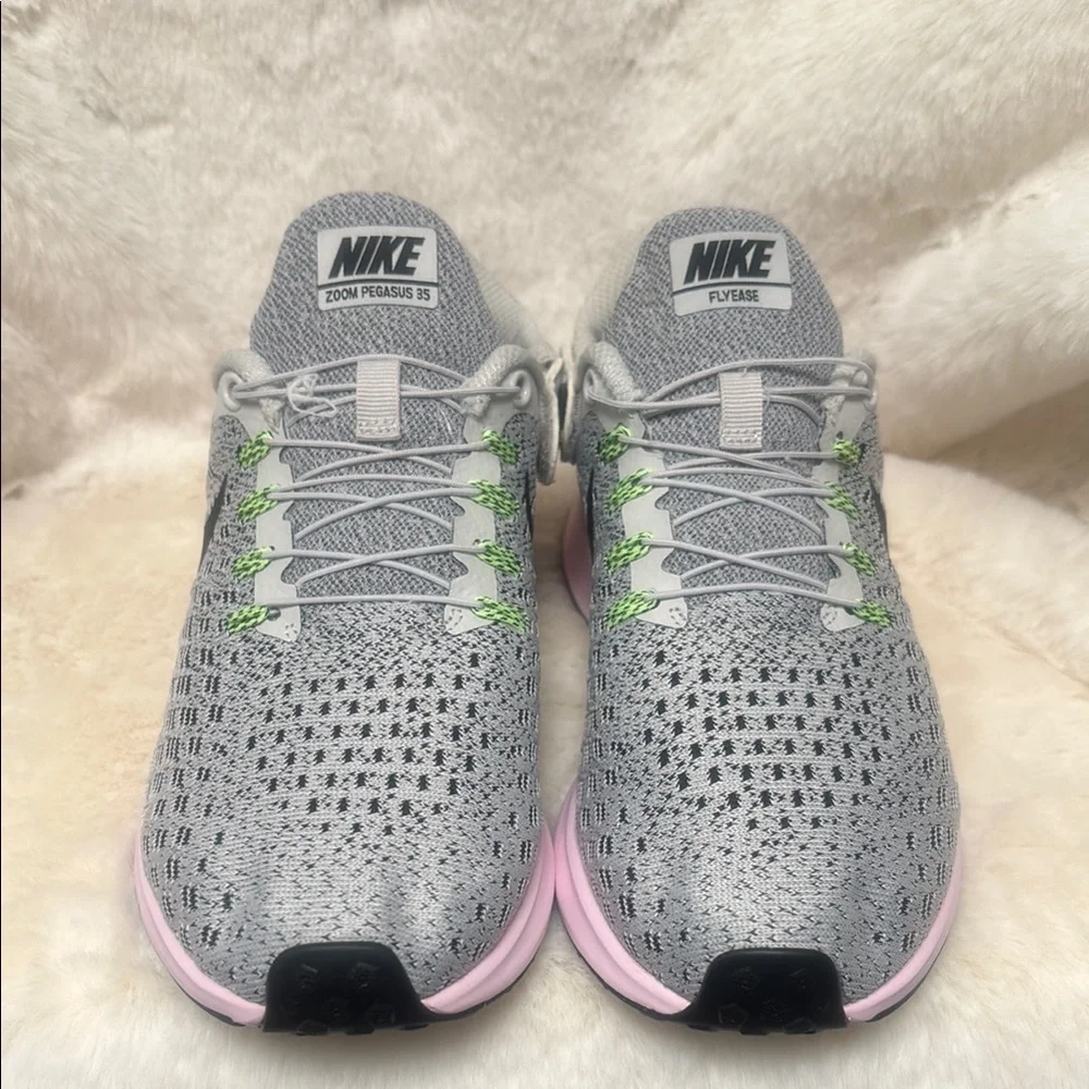 Nike Zoom Pegasus 35 Flyease Gray and Pink Athletic Shoes with Breathable Mesh - Picture 2 of 11